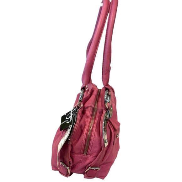 B Makowsky HIbiscus Silver Tone Oslo Medium Satchel w/Dust Bag NWT MSRP 248 FLAW - Picture 4 of 13